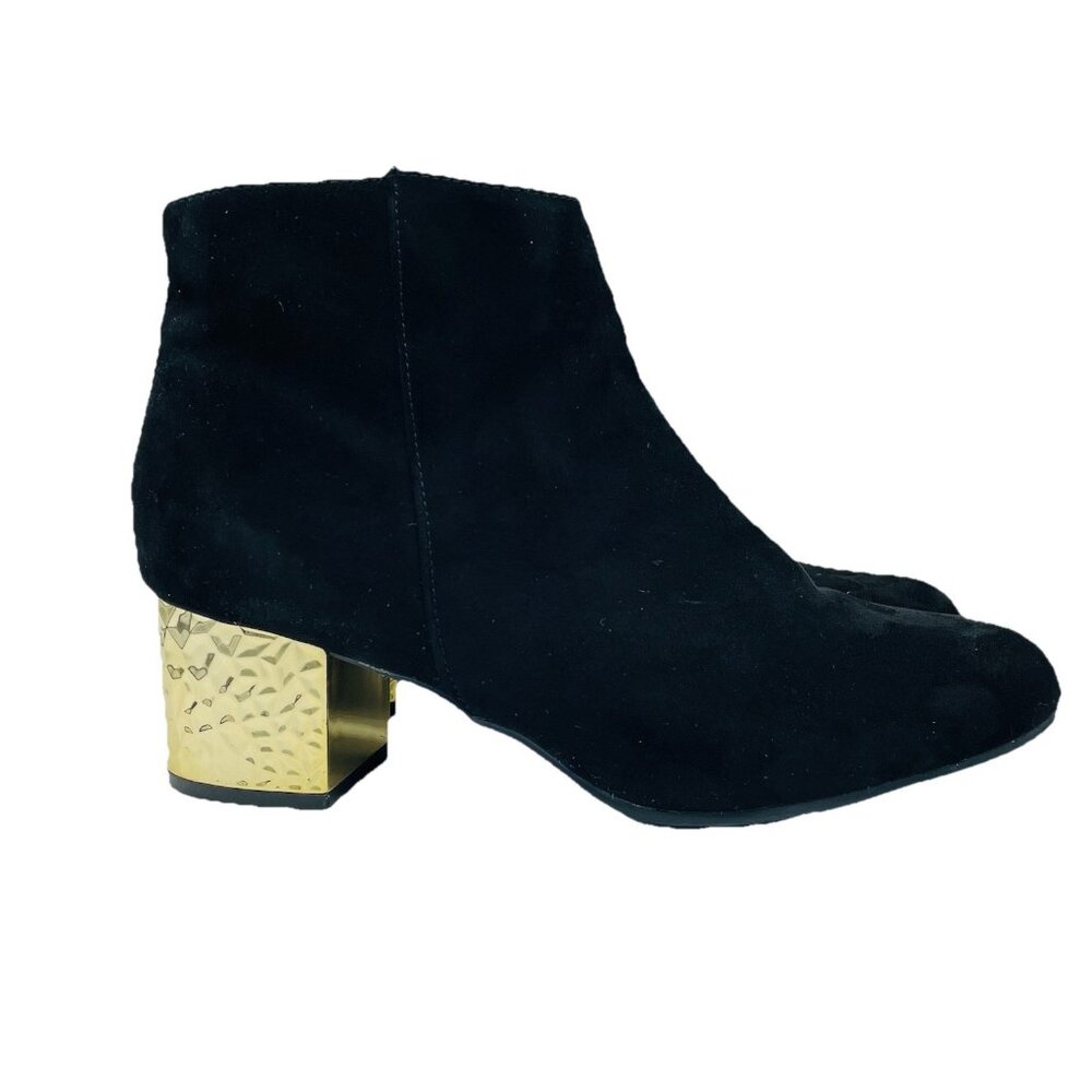Charlotte Russe Shoes Womens Size 9 Black Faux Suede Ankle Booties Zip Heels